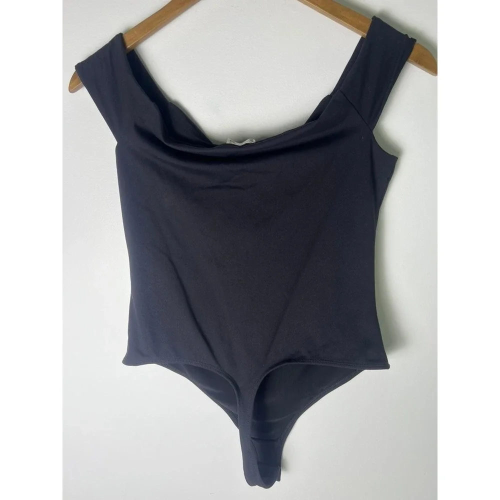 Free People Bodysuit M Black Square Neck Thong Intimately Minimalist Whimsigoth
